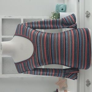 Free People metallic striped bell sleeve top NWOT
